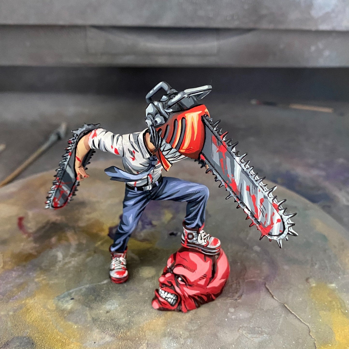2d comic color Chainsaw Man figure repaint-wcf-Denji- Lyk Repaint
