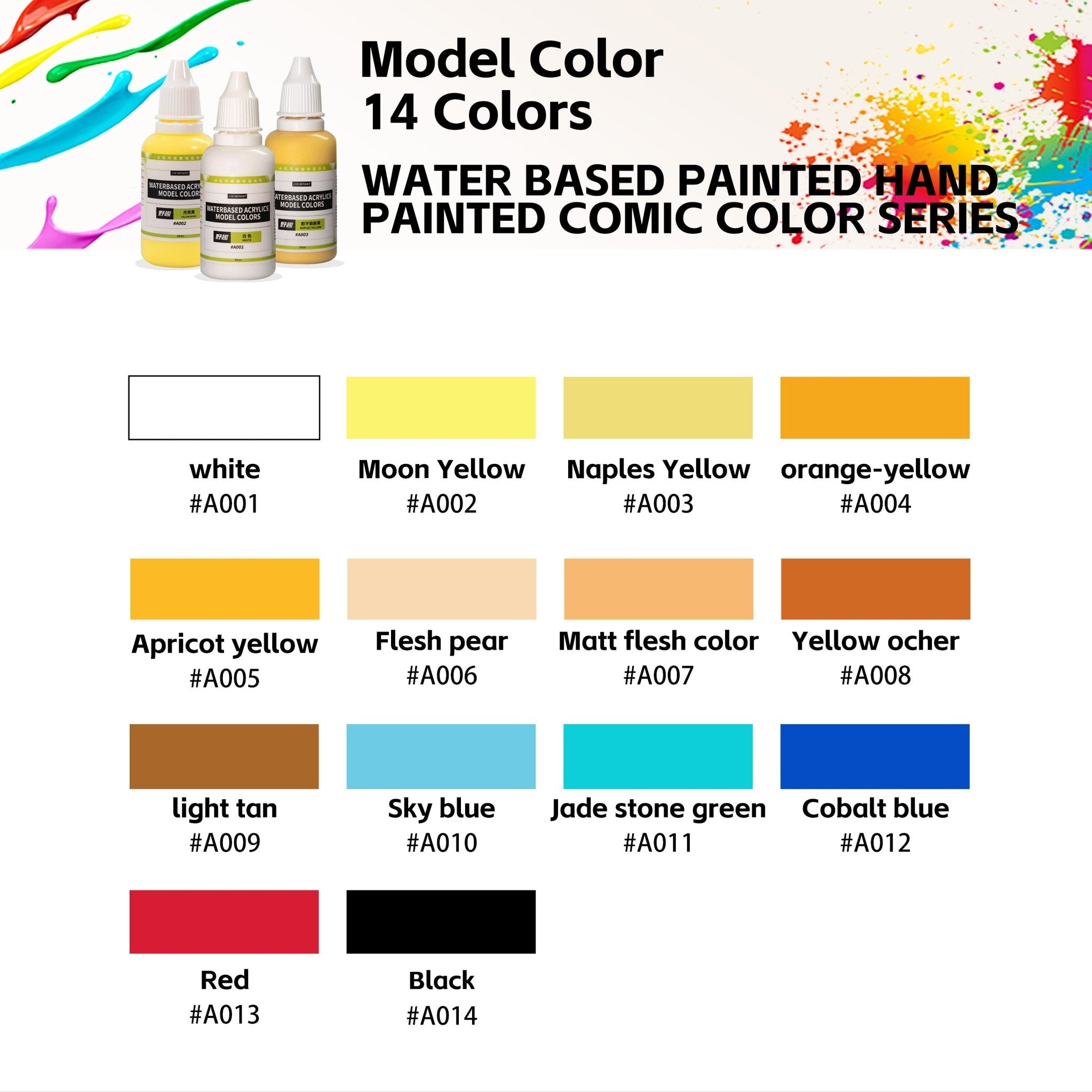 Repaint Color Lykrepaint Wild water-based paint repaint comic color series A001-A014 ...