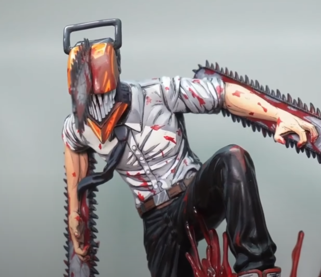 Repaint 2D comic color Chainsaw man statue-Denji-lykrepaint