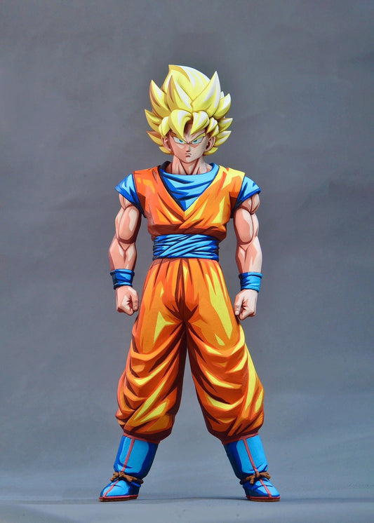 2d comic color dragon ball figure repaint-goku-blue and yellow color - Lyk Repaint
