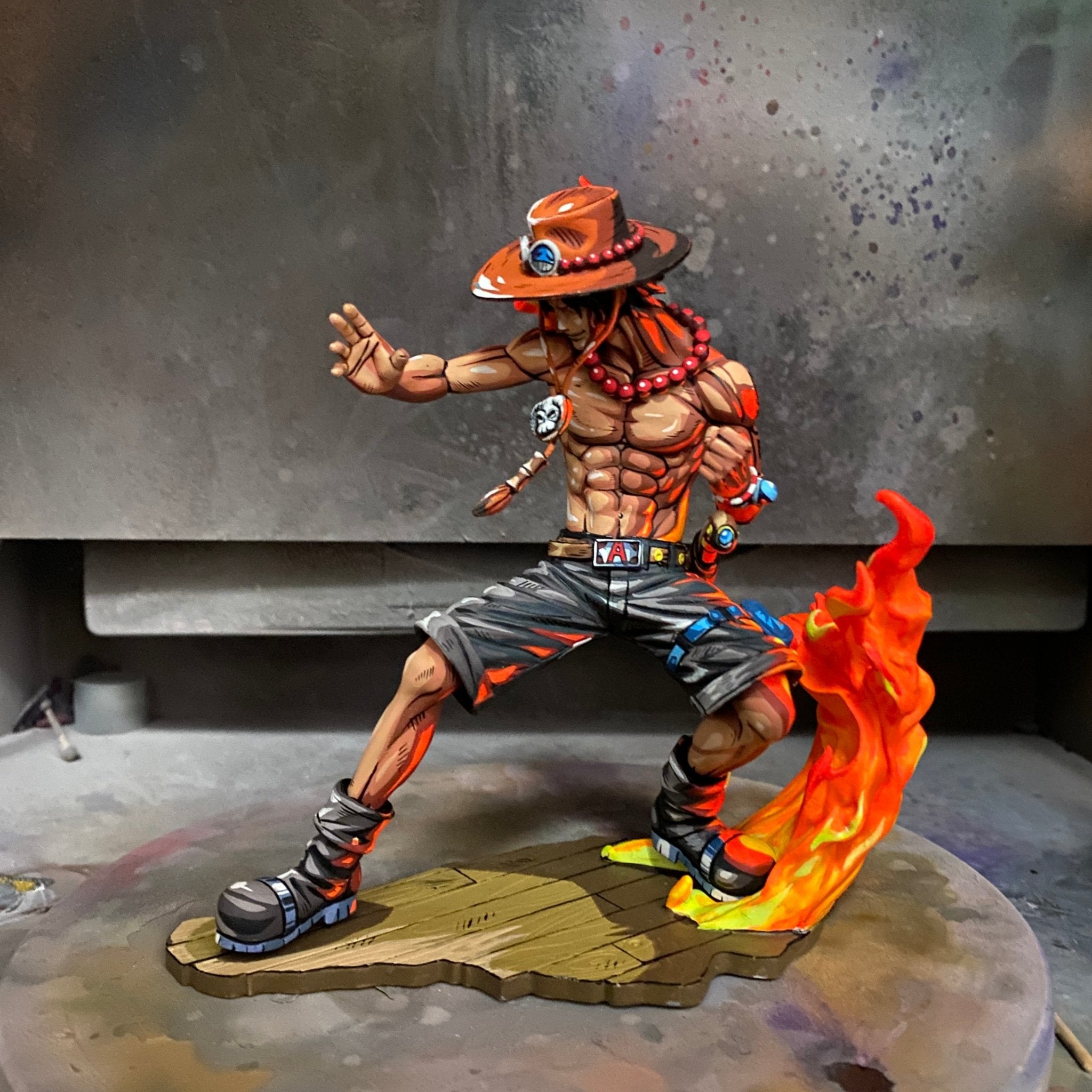 Outlet Custom painted Ace from One Piece anime