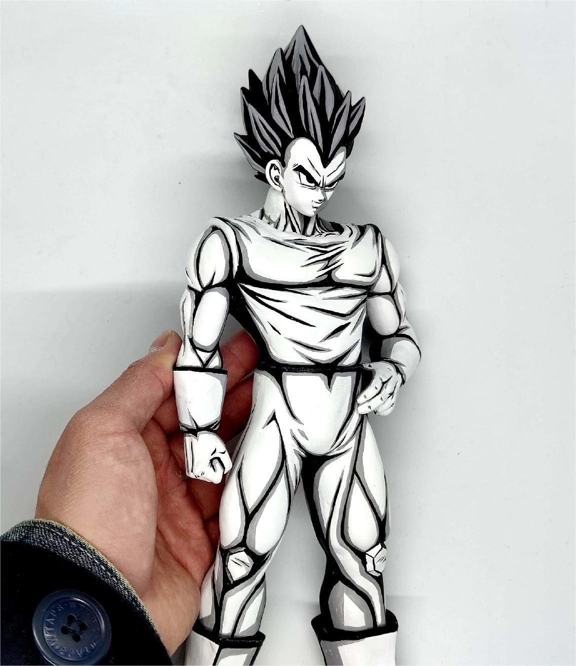 Dragon Ball Anime coating Comic color effect Figure model Vegeta black and white - paintingmodel
