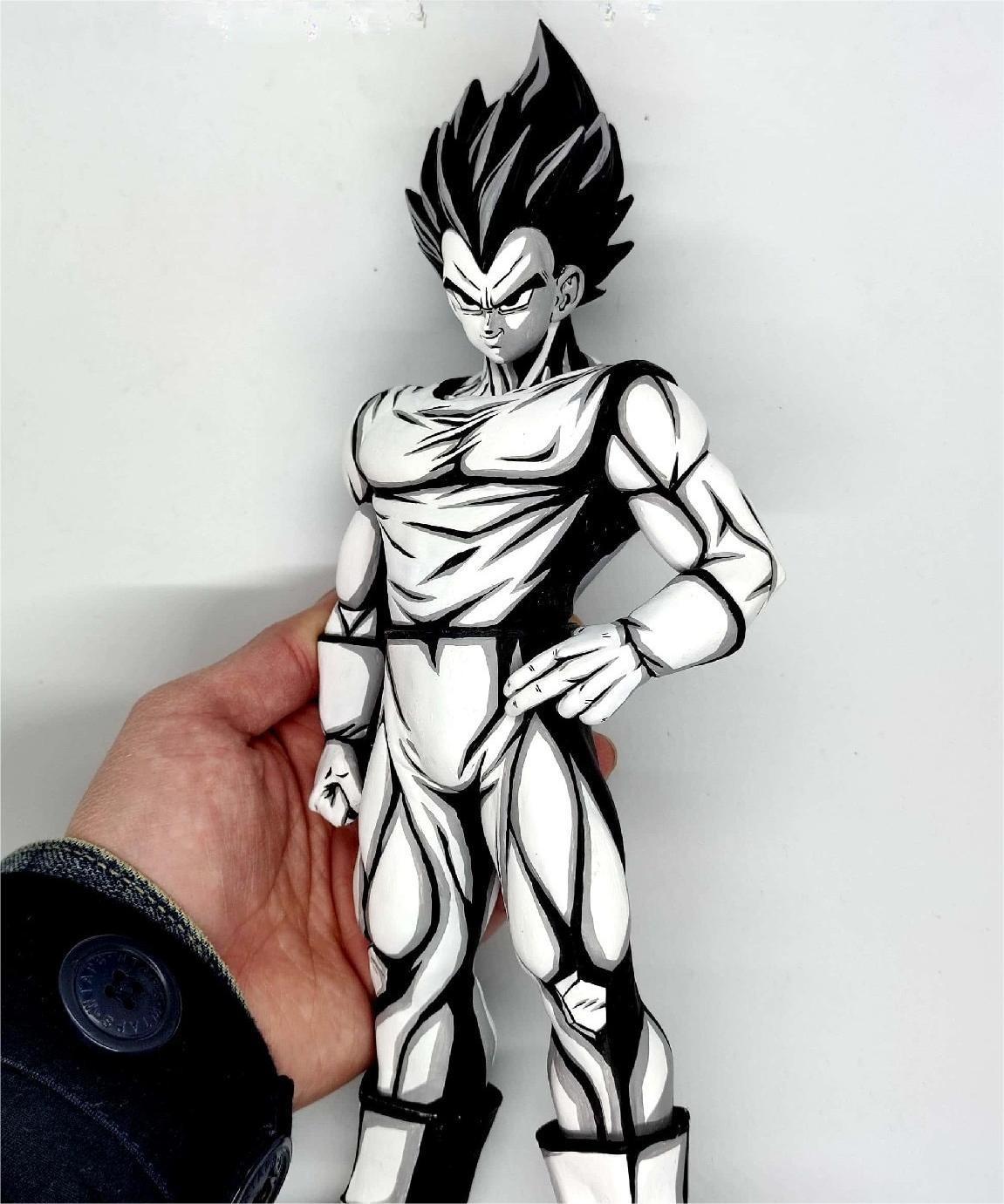Dragon Ball Anime coating Comic color effect Figure model Vegeta black and white - paintingmodel