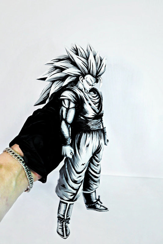 Dragon Ball black and white color effect Figure Goku Super Saiyan 3 - Lyk Repaint